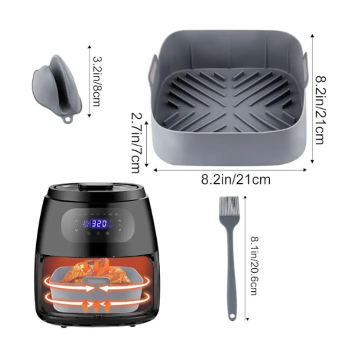 GENERICO - Set 4 Bandeja Silicona Para Freidora De Aire Cesto
