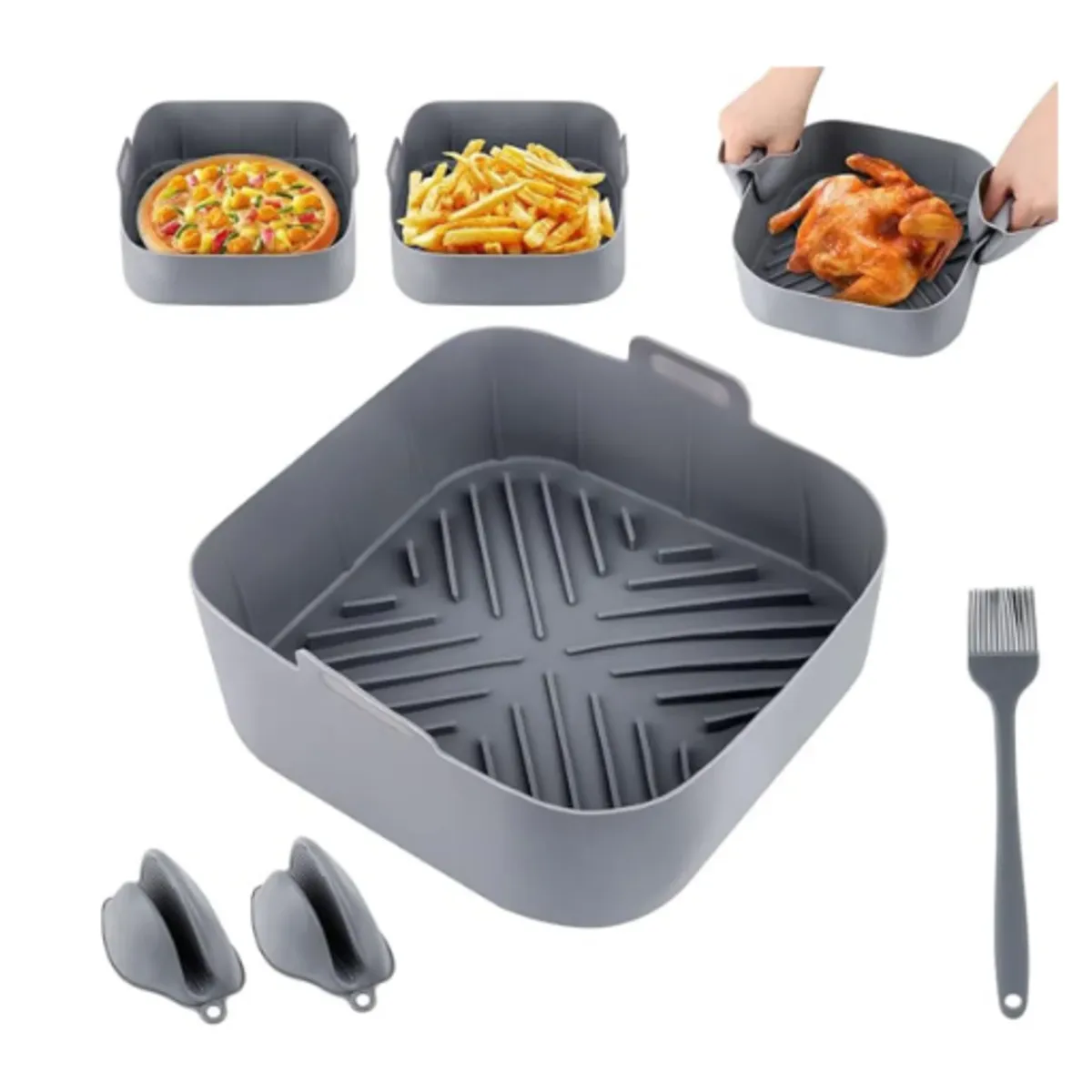 GENERICO - Set 4 Bandeja Silicona Para Freidora De Aire Cesto