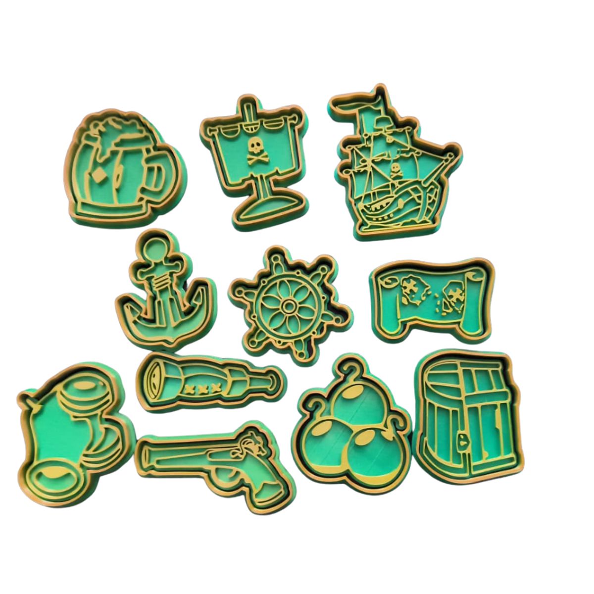 GENERICO - Juego De 11 Cortadores De Galletas Piratas  8 Cm