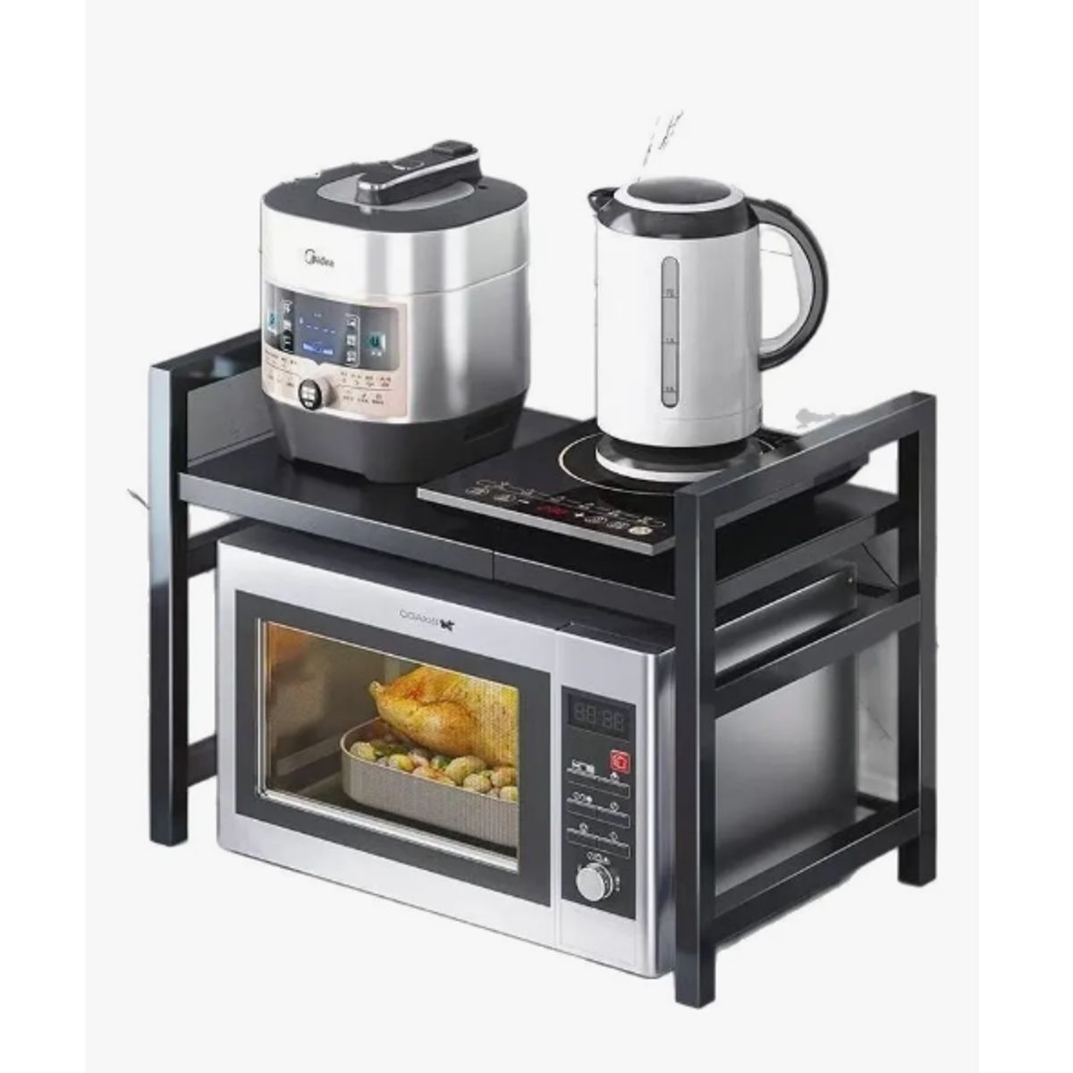 GENERICO - Estante Repisa Organizador Extensible Horno Microondas Negro