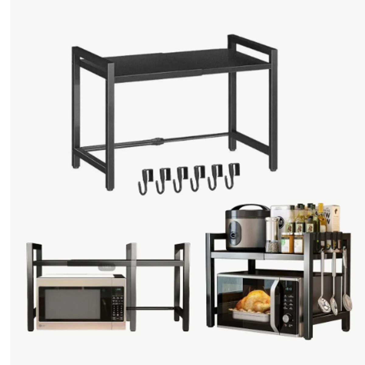 GENERICO - Estante Repisa Organizador Extensible Horno Microondas Negro