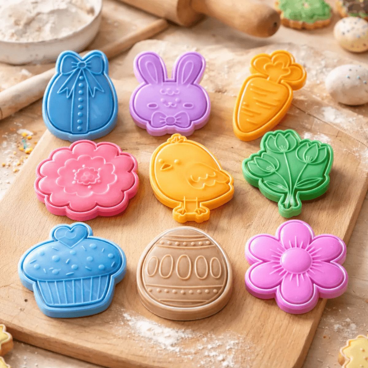 GENERICO - Set 9 Cortadores De Galletas Pascua 10 Cm