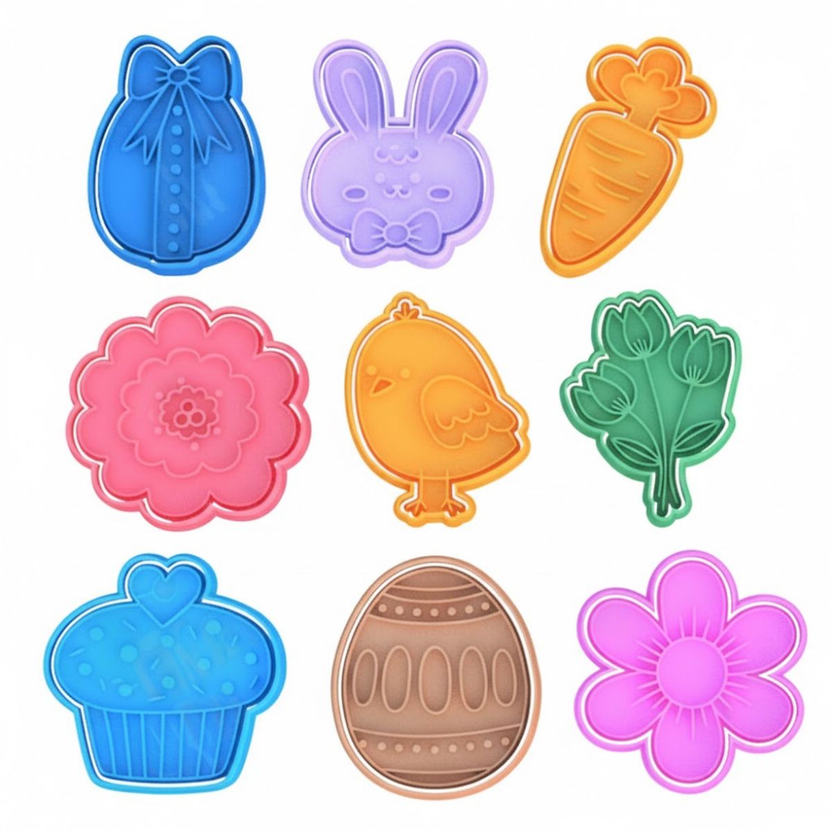 GENERICO - Set 9 Cortadores De Galletas Pascua 8 Cm