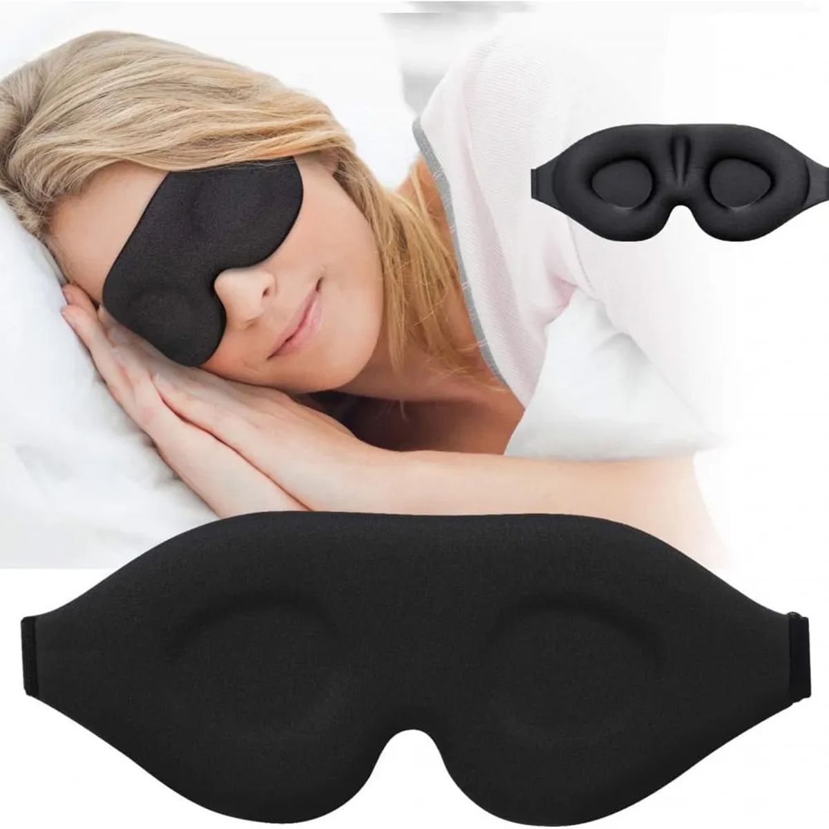 GENERICO - Máscara Antifaz Para Dormir Tapa Ojos Sueño Dormir Viajar Negro