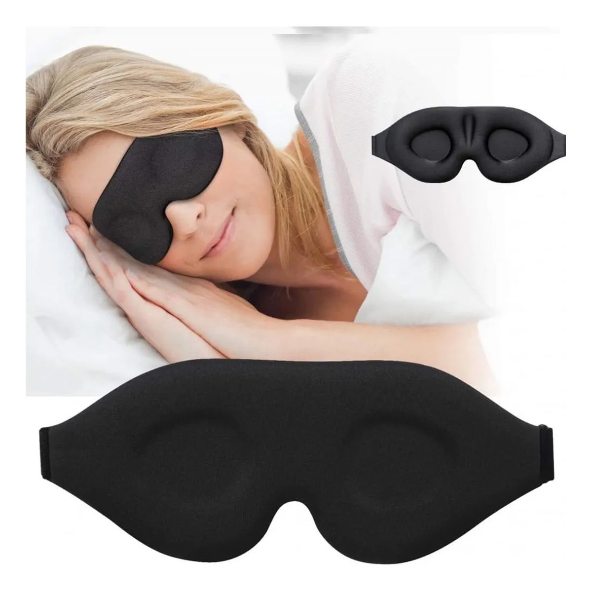 GENERICO - Máscara Antifaz Para Dormir Tapa Ojos Sueño Dormir Viajar Negro
