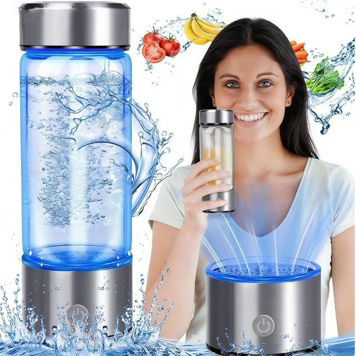 KUANGYE - 420ML Portátil Recargable Botella Deportiva Agua Máquina Ionizadora De Agua Hidrógeno