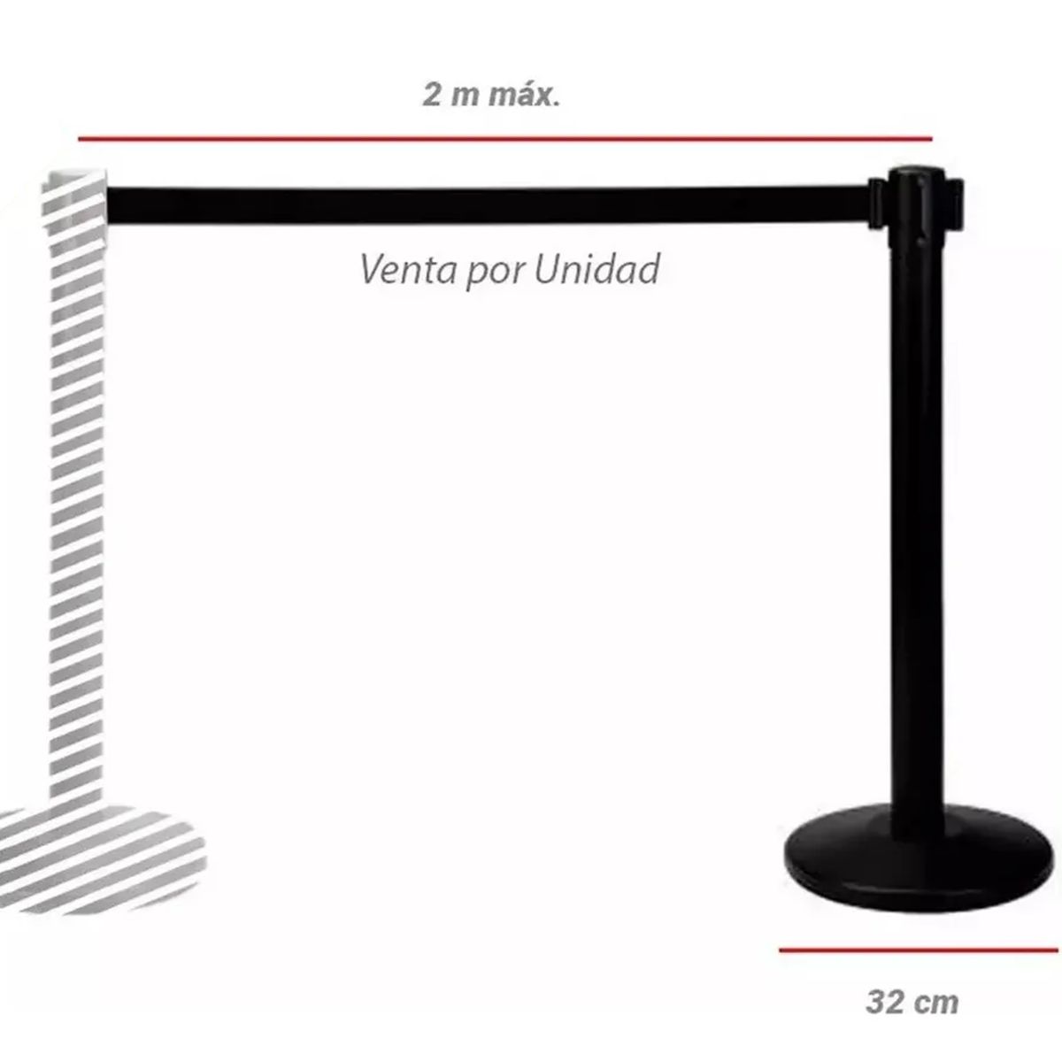 GENERICO - Juego de 5 postes y cinta retráctil para control de colas.