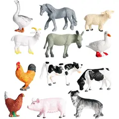 KUANGYE - Set 12 Figuras Animales Domésticos Granja Juguete