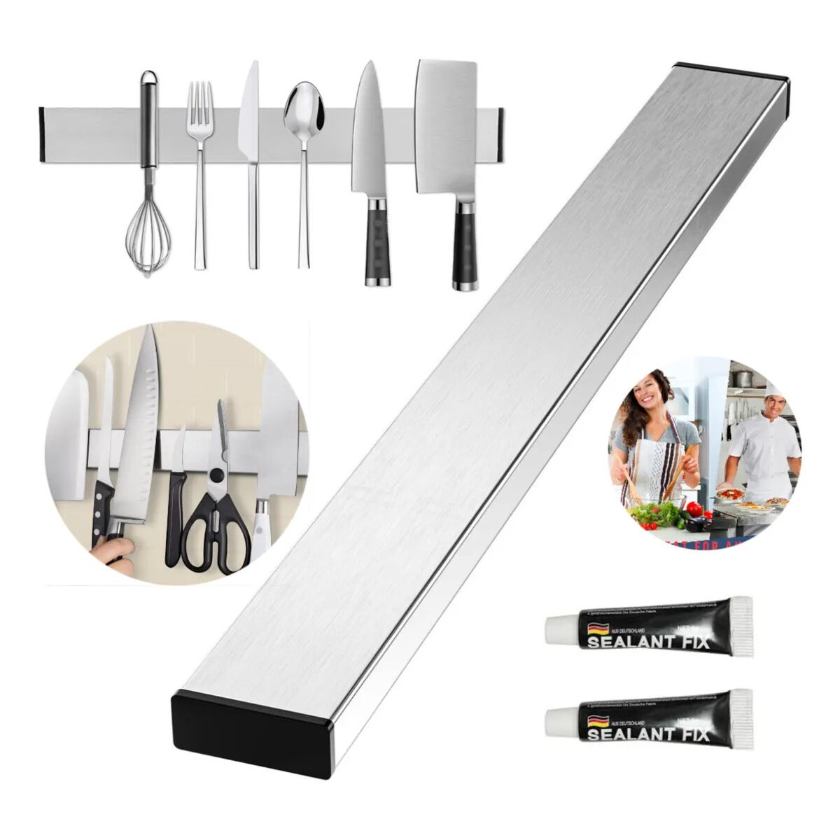 GENERICO - 40cm Barra Magnética Para Cuchillos Acero Inoxidable Para Cocina
