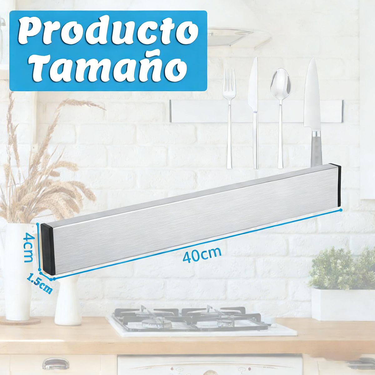 GENERICO - 40cm Barra Magnética Para Cuchillos Acero Inoxidable Para Cocina