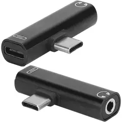 KUANGYE - Adaptador Audifonos Usb Tipo C 35mm Carga Convertidor Negro