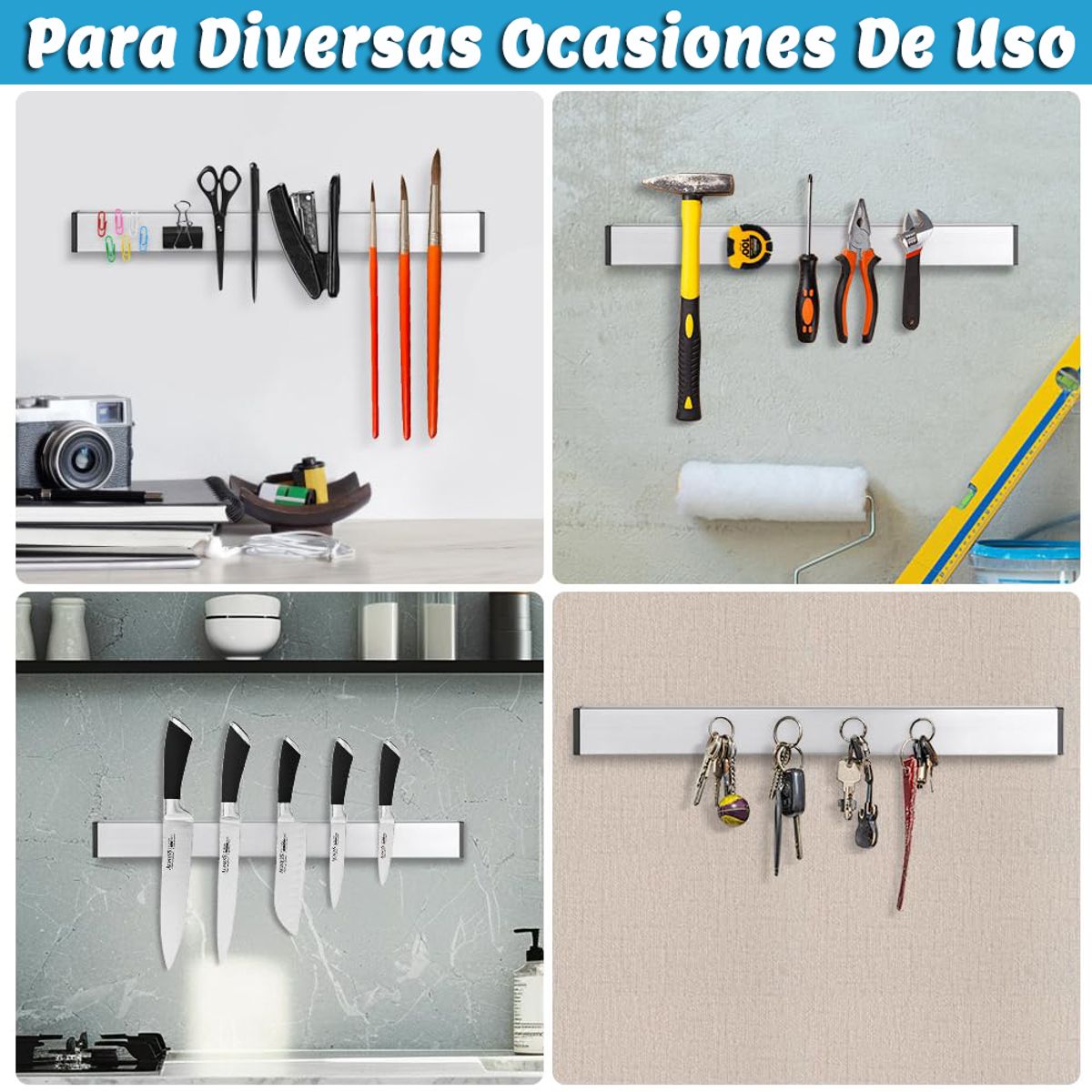 GENERICO - Barra Magnética Imán Para Cuchillos 30Cm Cocina Utensilios