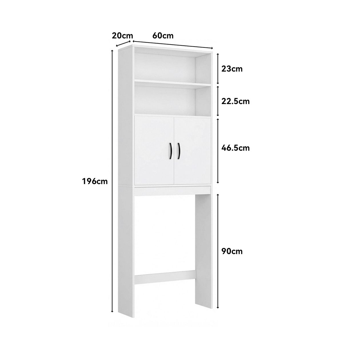 ROHE - Estante Organizador De Baño Wc 2 Puertas Color Blanco 196x60x20cm