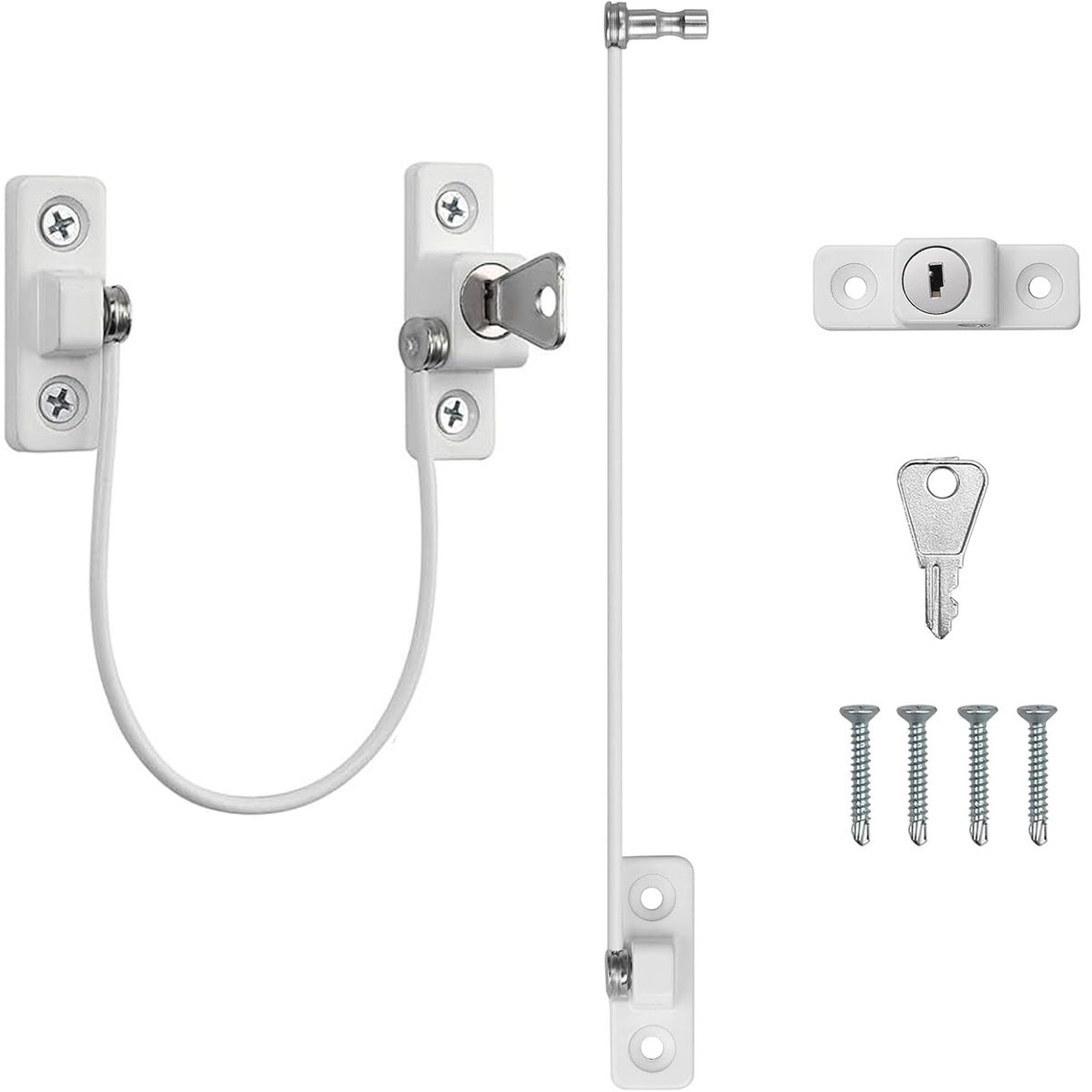 KUANGYE - 2 Seguro Ventana Niños Cable Acero Y Llave Ventana Puertas