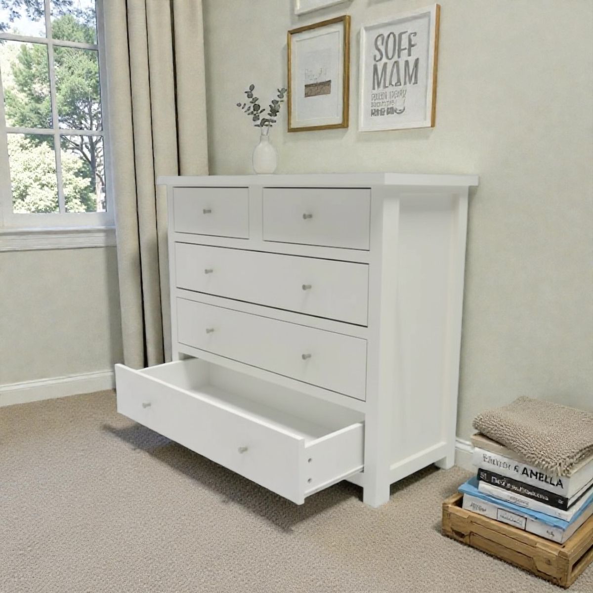 GENERICO - COMODA EMBUTIDOS 5 CAJONES MGR MUEBLES BLANCO