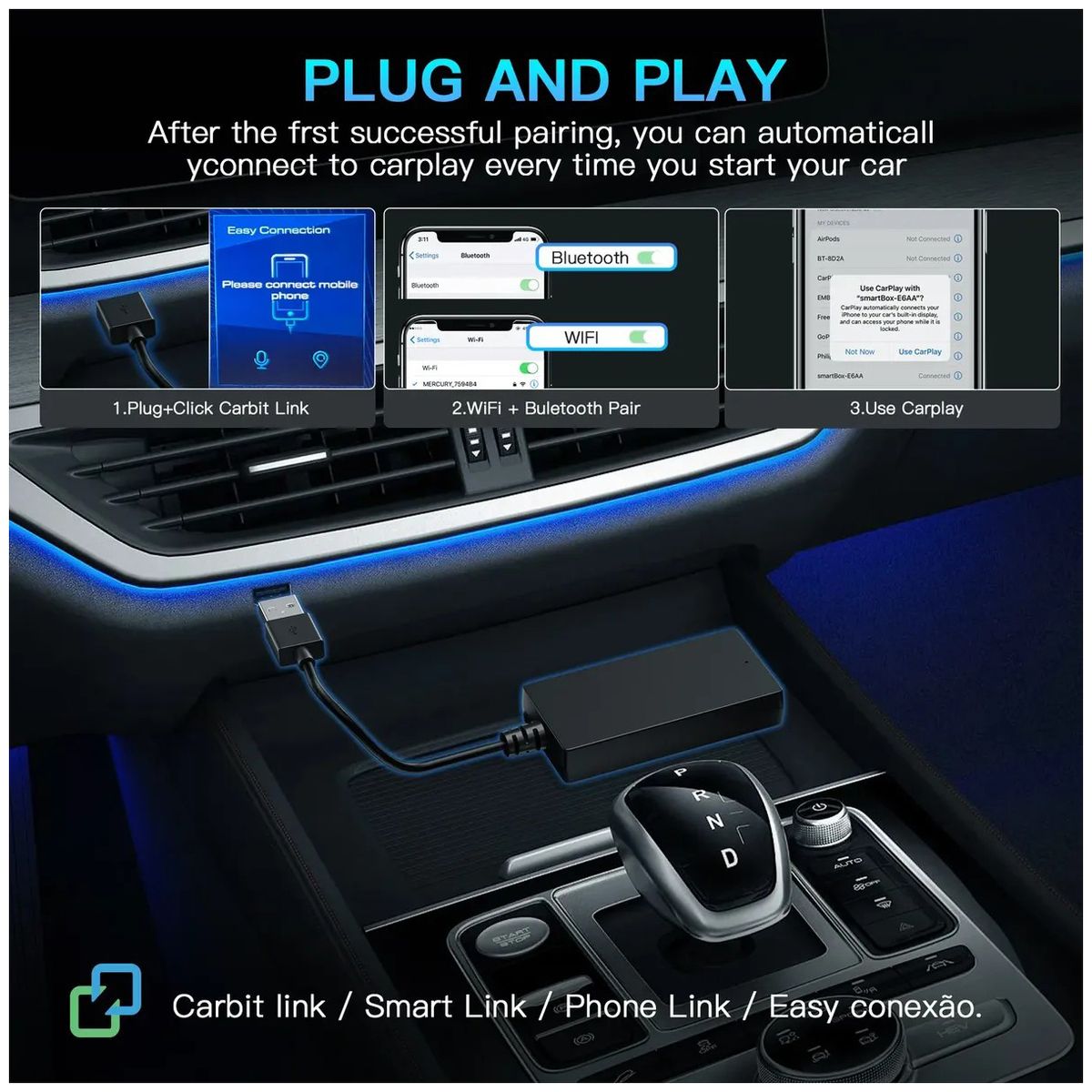 KUANGYE - Adaptador Carbitlink Easy Connect Para Carplay Android Auto