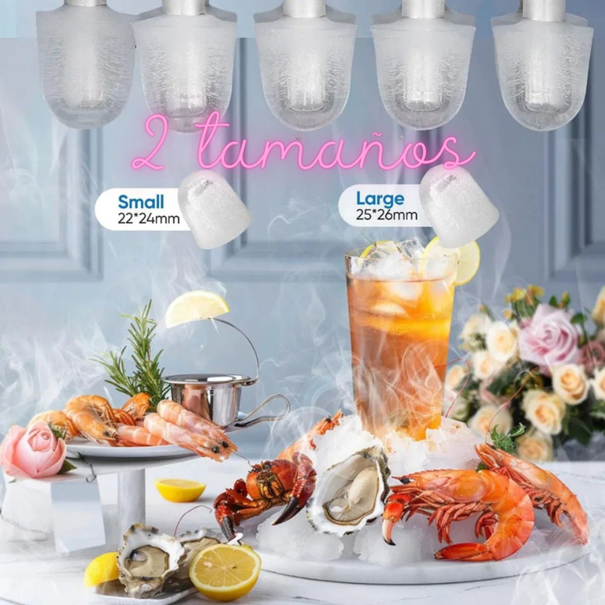 MOVI - MAQUINA PARA HACER HIELO, 9 CUBOS CADA 8 MINUTOS, 2 TAMAÑOS DE CUBO