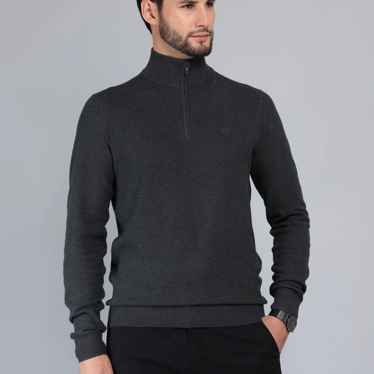 ARROW - Sweater Cuello Alto Regular Fit Gris Oscuro Arrow ARROW