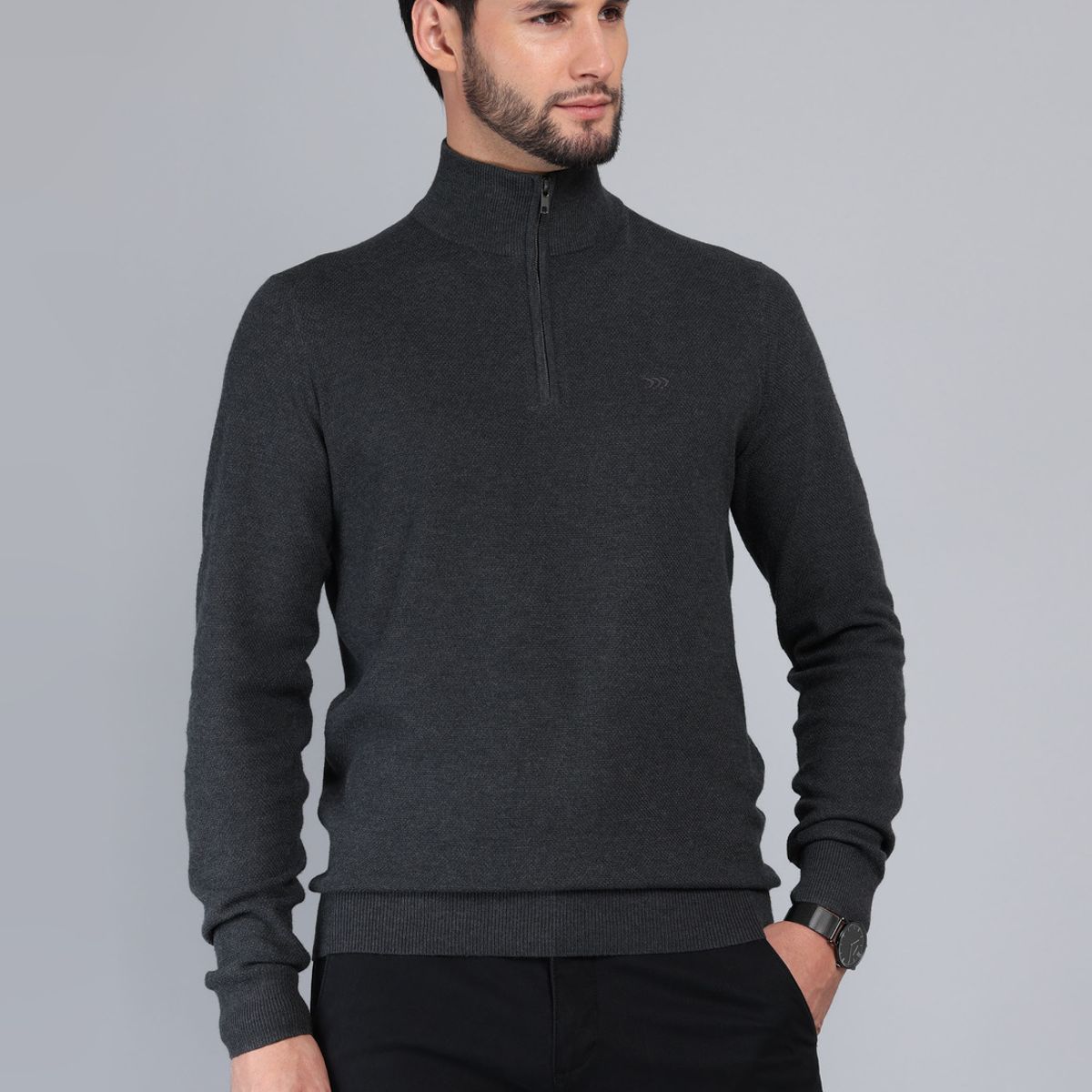 ARROW - Sweater Cuello Alto Regular Fit Gris Oscuro Arrow ARROW