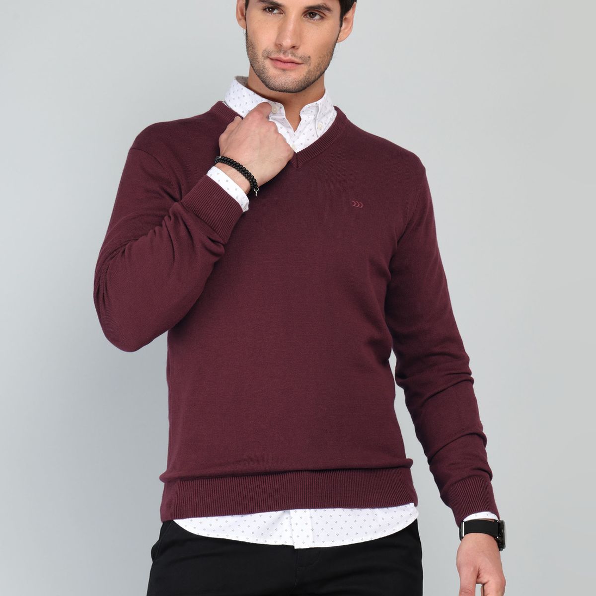 ARROW - Sweater Cuello V Regular Fit Burdeo Arrow ARROW