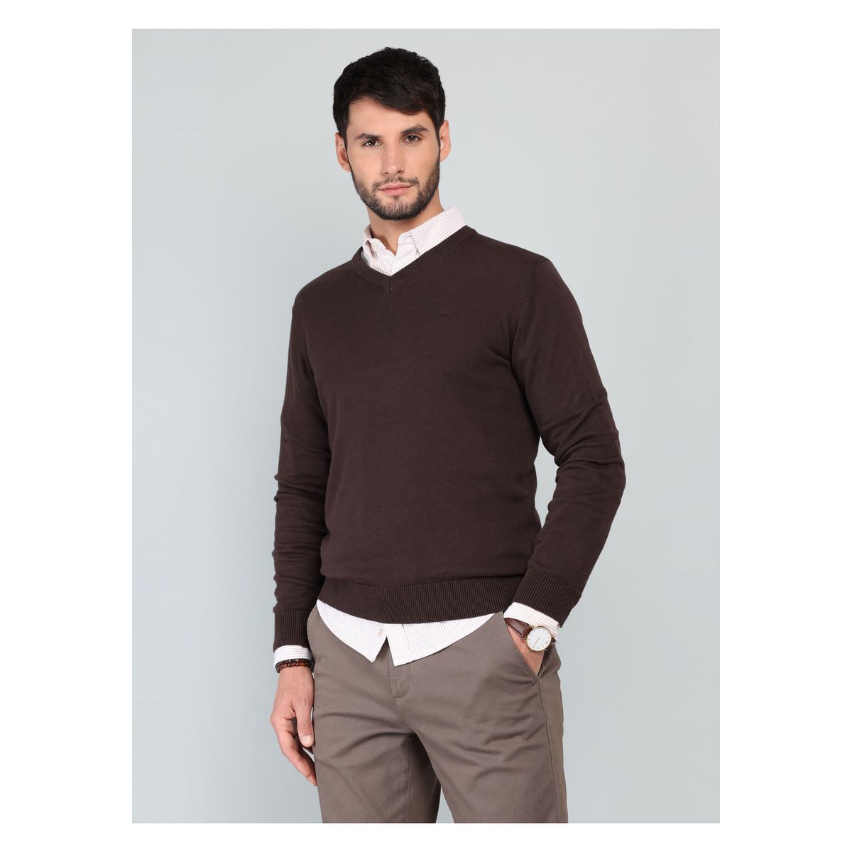 ARROW - Sweater Cuello V Regular Fit Café Arrow ARROW