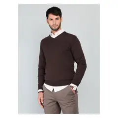 ARROW - Sweater Cuello V Regular Fit Café