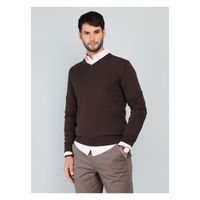 Sweater Cuello V Regular Fit Café