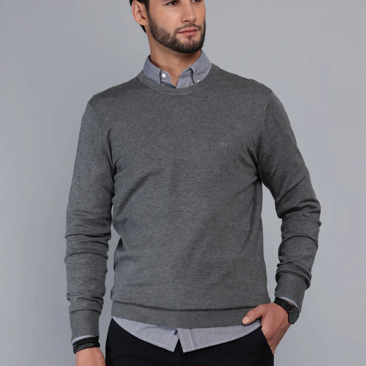 ARROW - Sweater Cuello Redondo Regular Fit Gris Arrow ARROW