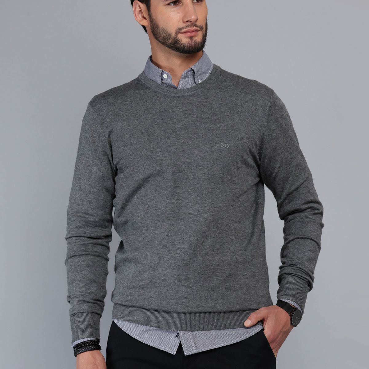 ARROW - Sweater Cuello Redondo Regular Fit Gris Arrow ARROW