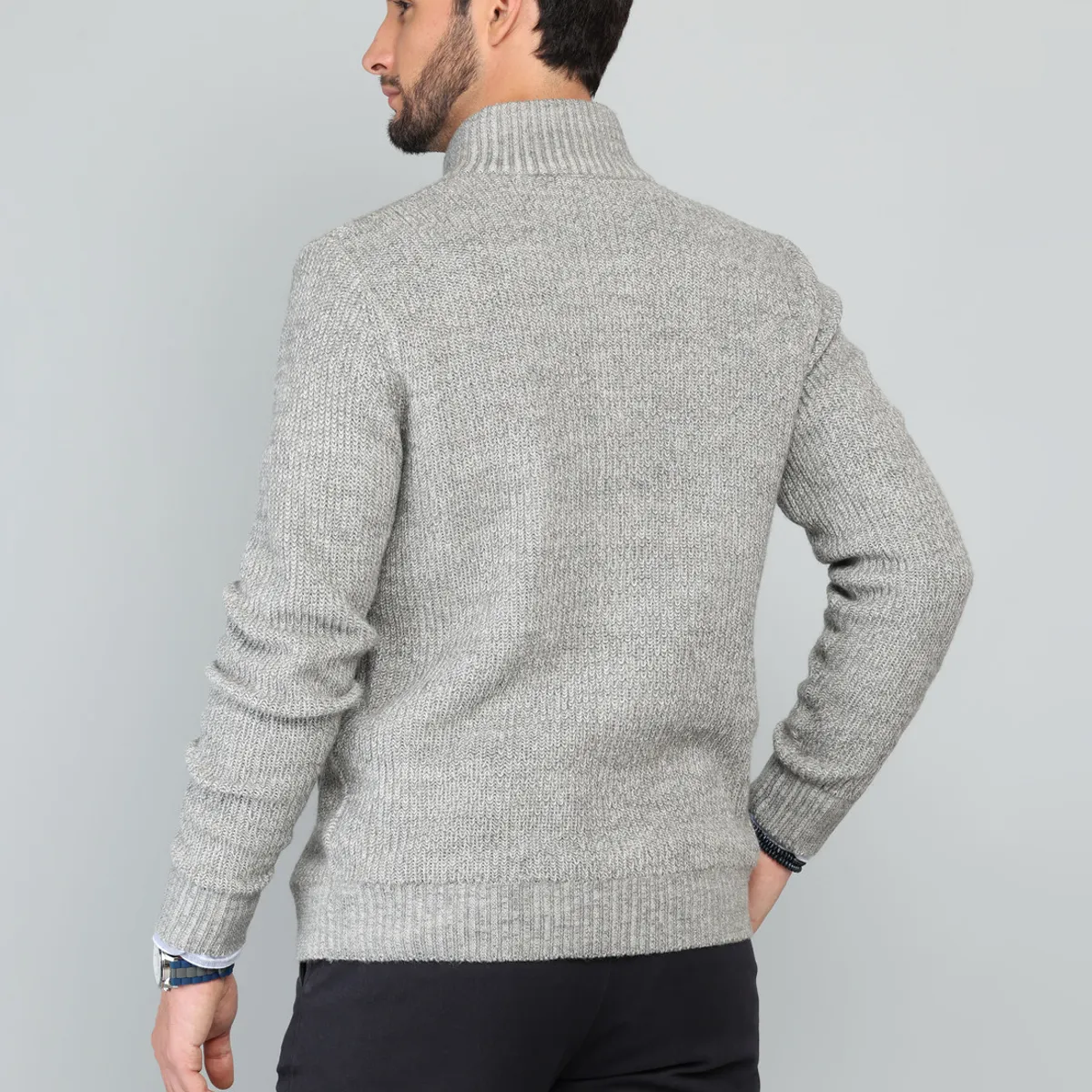 ARROW - Cárdigan Cuello Alto Regular Fit Gris Arrow ARROW