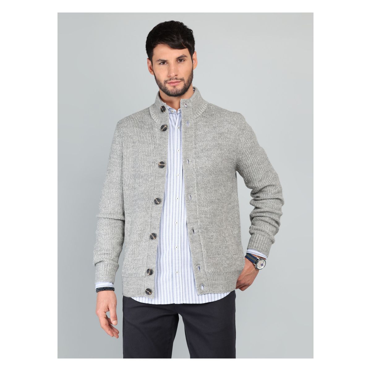 ARROW - Cárdigan Cuello Alto Regular Fit Gris Arrow ARROW