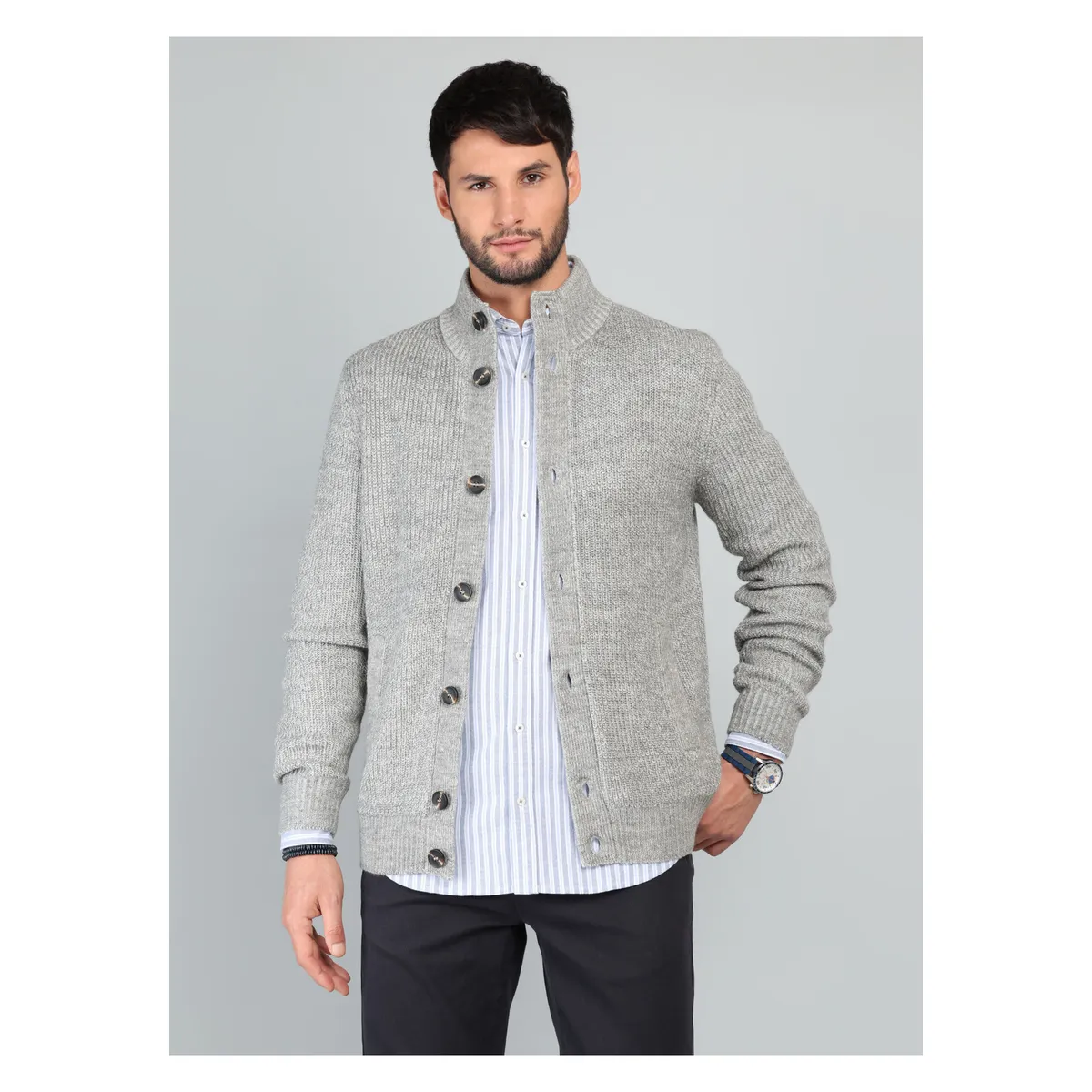 ARROW - Cárdigan Cuello Alto Regular Fit Gris Arrow ARROW