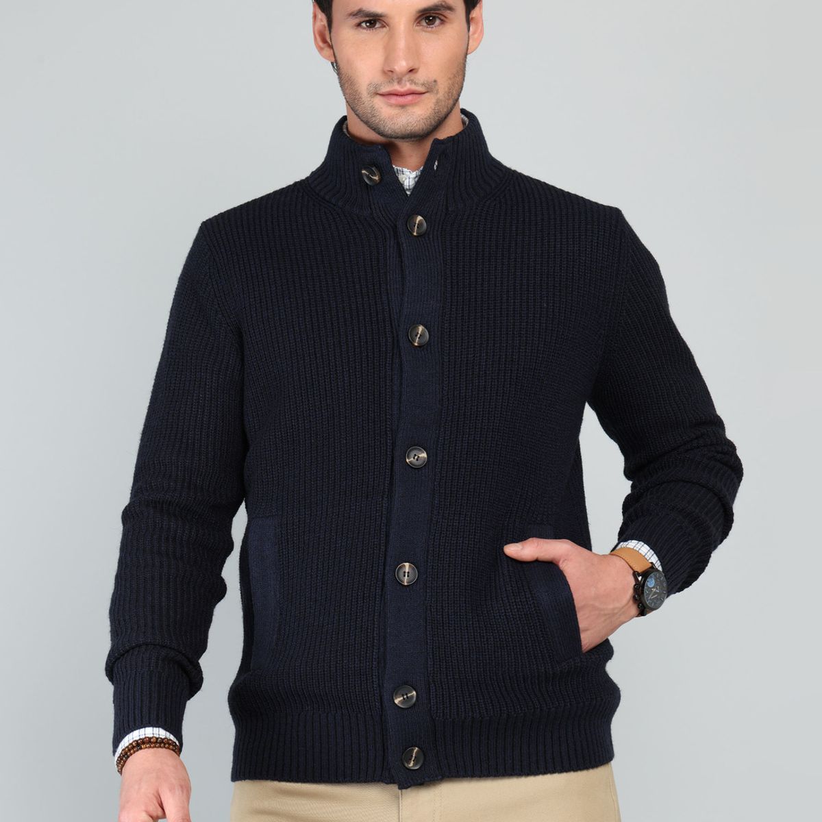 ARROW - Cárdigan Cuello Alto Regular Fit Azul Arrow ARROW
