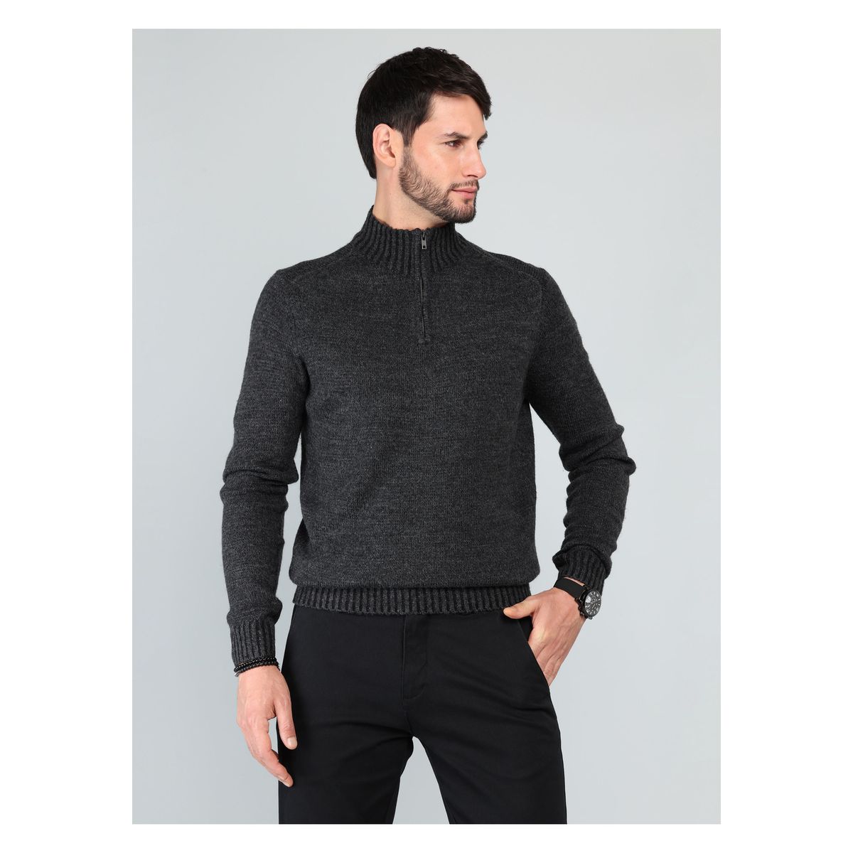 ARROW - Sweater Cuello Alto Regular Fit Gris Oscuro Arrow ARROW