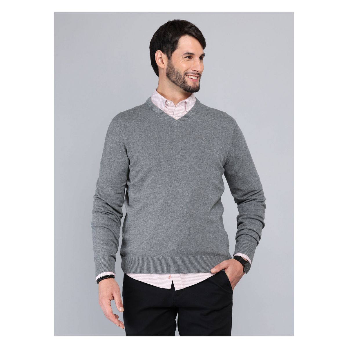ARROW - Sweater Cuello V Regular Fit Gris Arrow ARROW