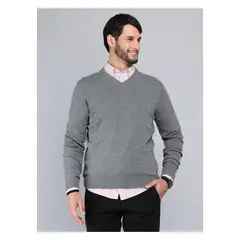 ARROW - Sweater Cuello V Regular Fit Gris
