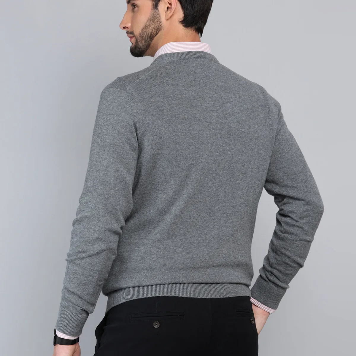ARROW - Sweater Cuello V Regular Fit Gris Arrow ARROW