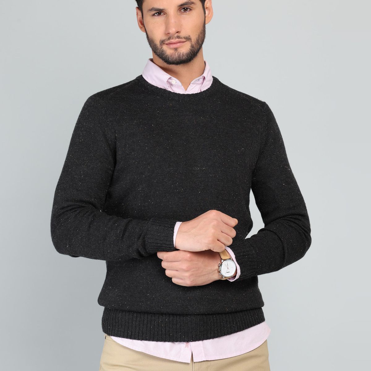 ARROW - Sweater Cuello Redondo Regular fit Gris Oscuro Arrow ARROW