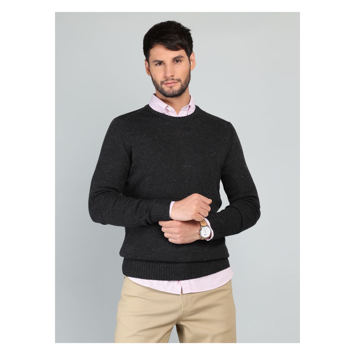 ARROW - Sweater Cuello Redondo Regular fit Gris Oscuro Arrow ARROW
