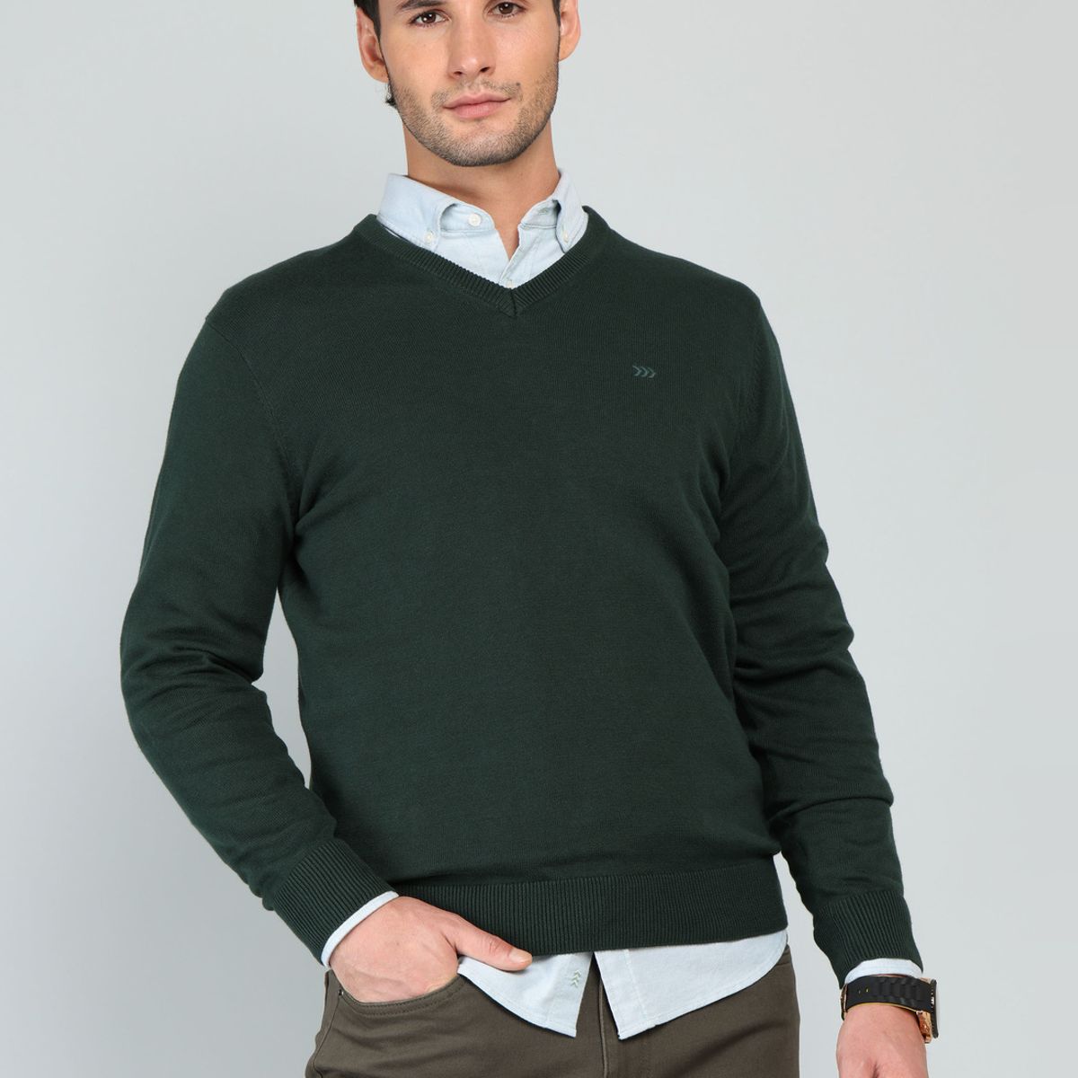 ARROW - Sweater Cuello V Regular Fit Verde Arrow ARROW