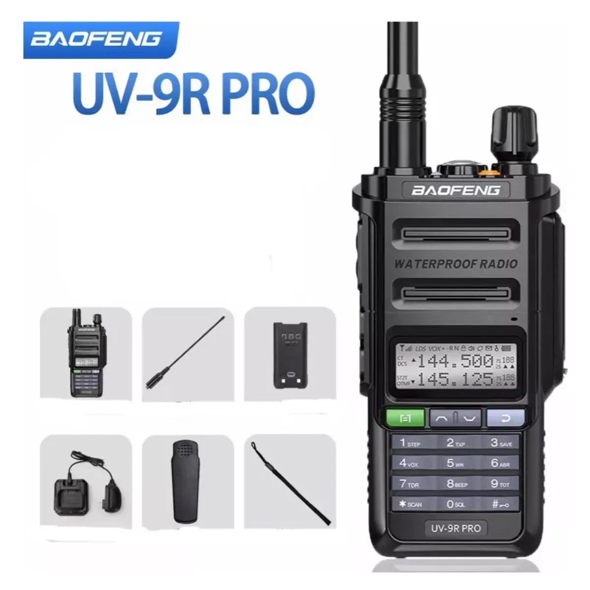 GENERICO - Baofeng-wt Uv 9R Pro, Teclado Impermeable Ip68, Radio Fm Led   Negro