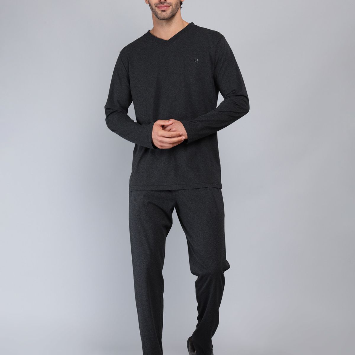 PIERO BUTTI - Pijama Largo Regular Fit Gris Oscuro Piero Butti PIERO BUTTI