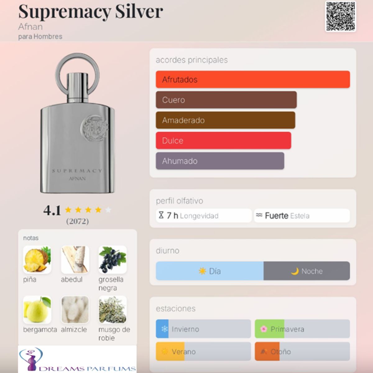 AFNAN - SUPREMACY SILVER POUR HOMME 100 ML EDP AFNAN