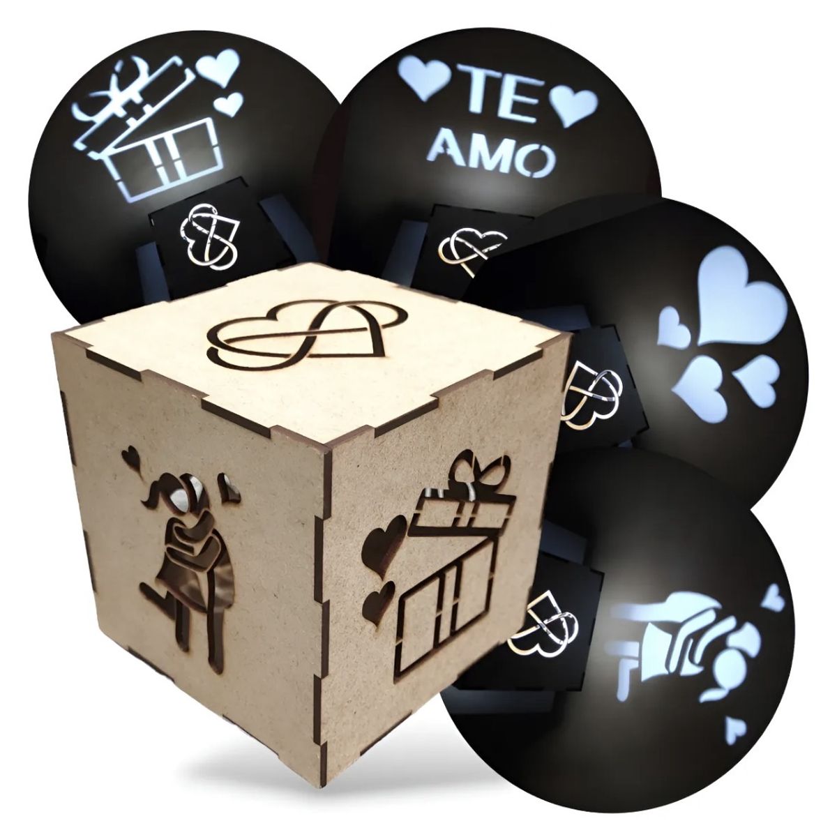 LOS REGALONES - Caja De Luz En Madera Enamorados