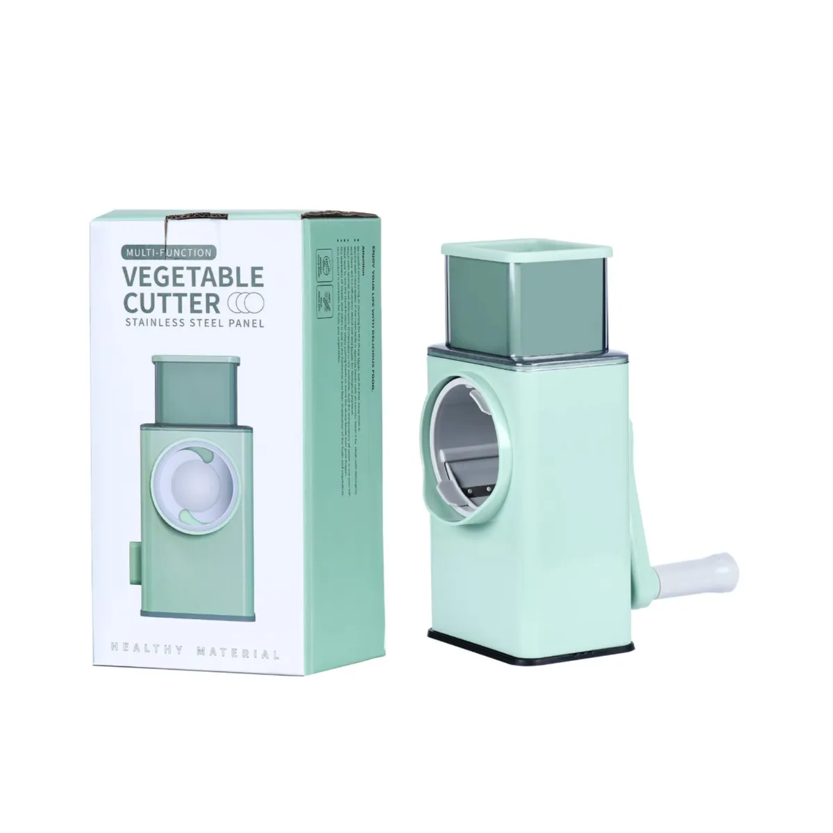 GENERICO - Cortador de Verduras Multifuncional 3 en 1 - Rallador y Rebanador Manual de Acero Inoxidable - Verde