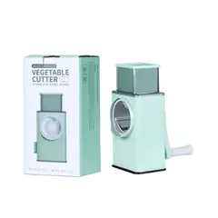 GENERICO - Cortador de Verduras Multifuncional 3 en 1 - Rallador y Rebanador Manual de Acero Inoxidable - Verde