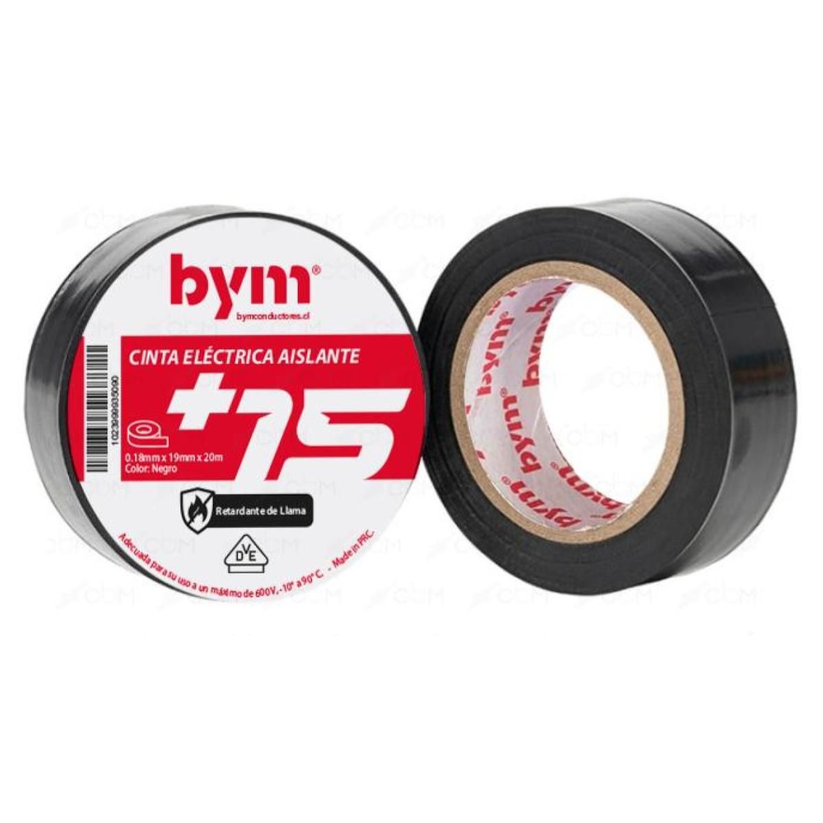 GENERICO - Cinta Aislante PVC 19mm x 20 metros Negro