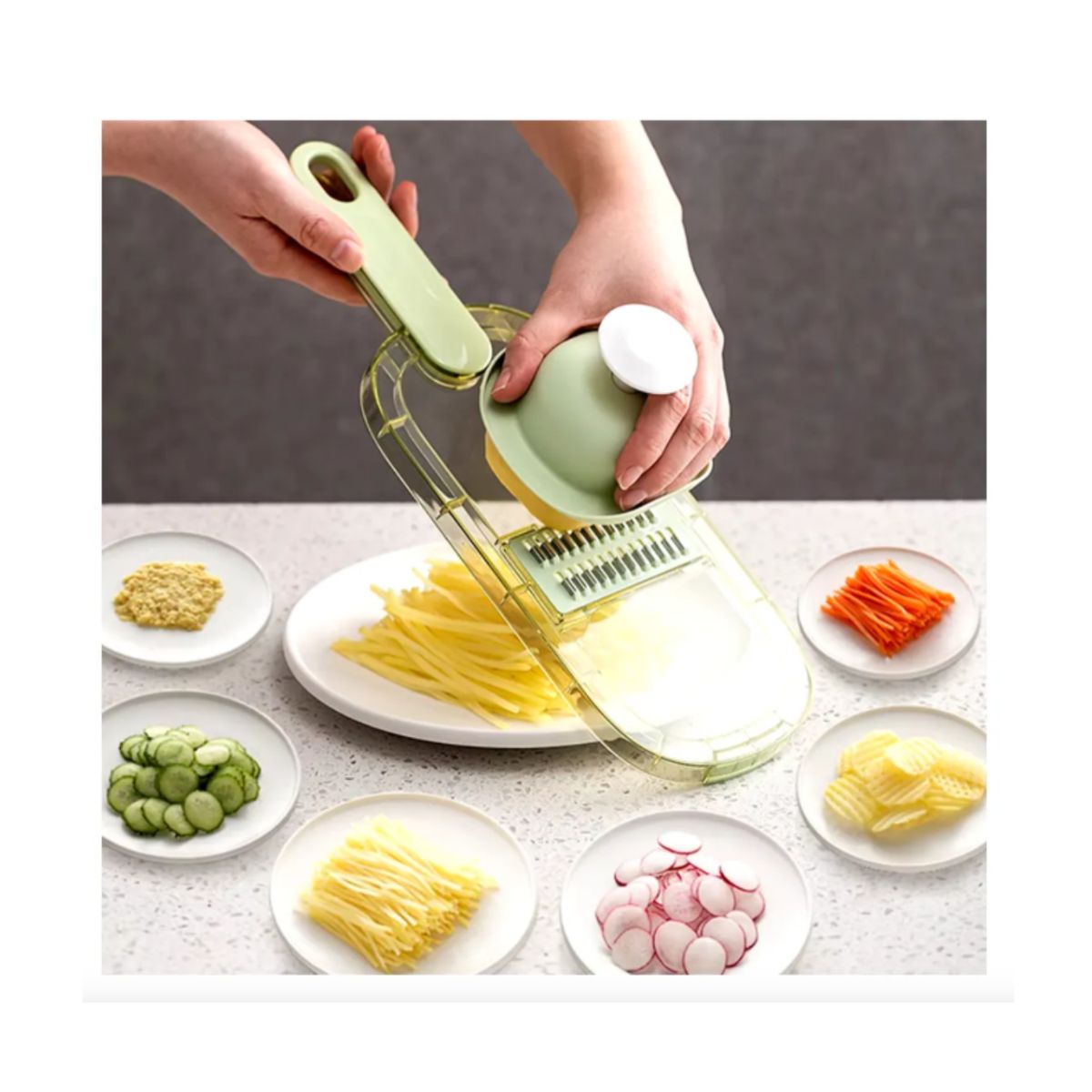 GENERICO - Picador Cortador Rebanador 4 En 1 Verduras Multifuncional Verde