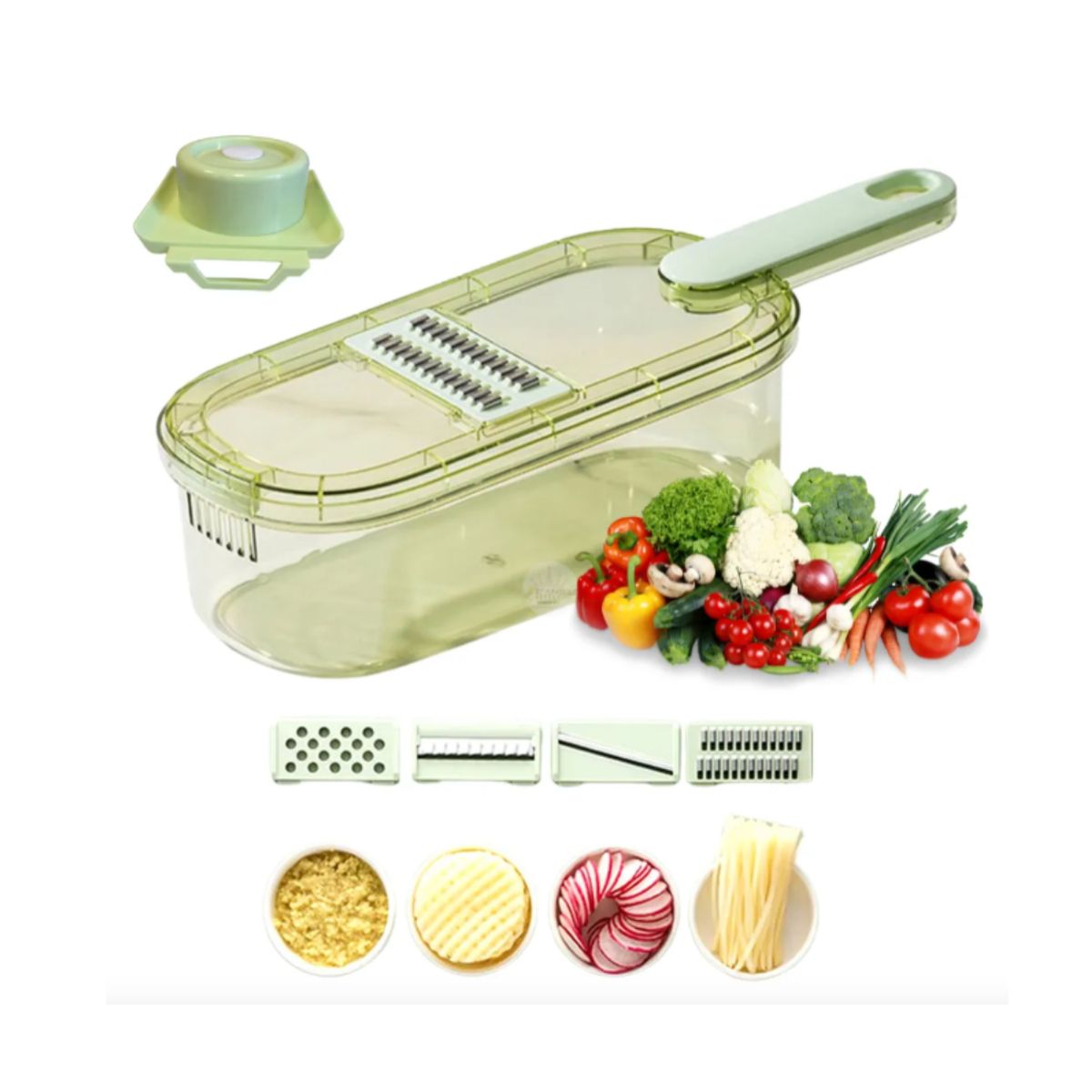 GENERICO - Picador Cortador Rebanador 4 En 1 Verduras Multifuncional Verde