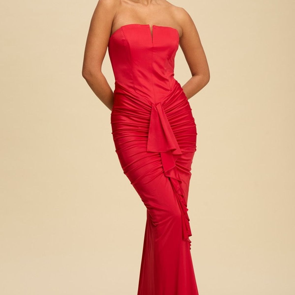 UNIQUE - VESTIDO LARGO WINDSOR ROJO